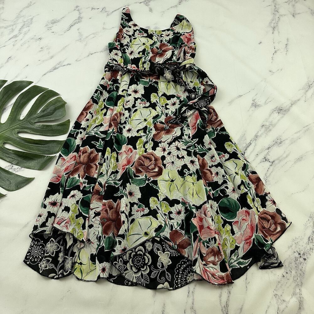 Vintage Floral 90s Midi Dress Small Reversible tie dark fairy grunge whimsigoth